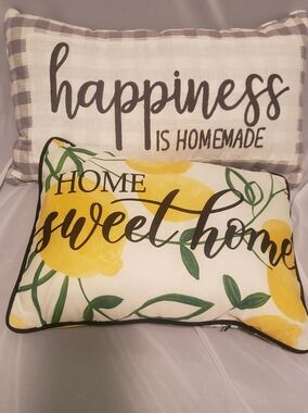 Home 2 Throw Pillows Bright Lemon And Checkered
